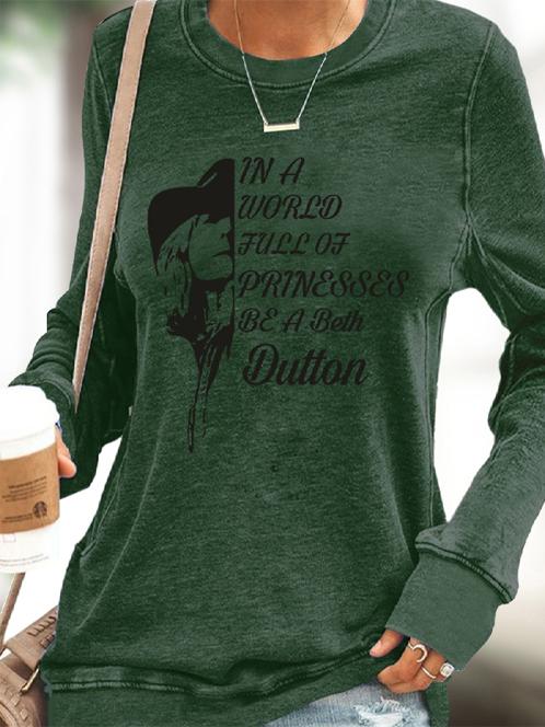 Women's T-Shirts Letter Print Round Neck Long Sleeve Casual T-Shirts - LuckyFash™