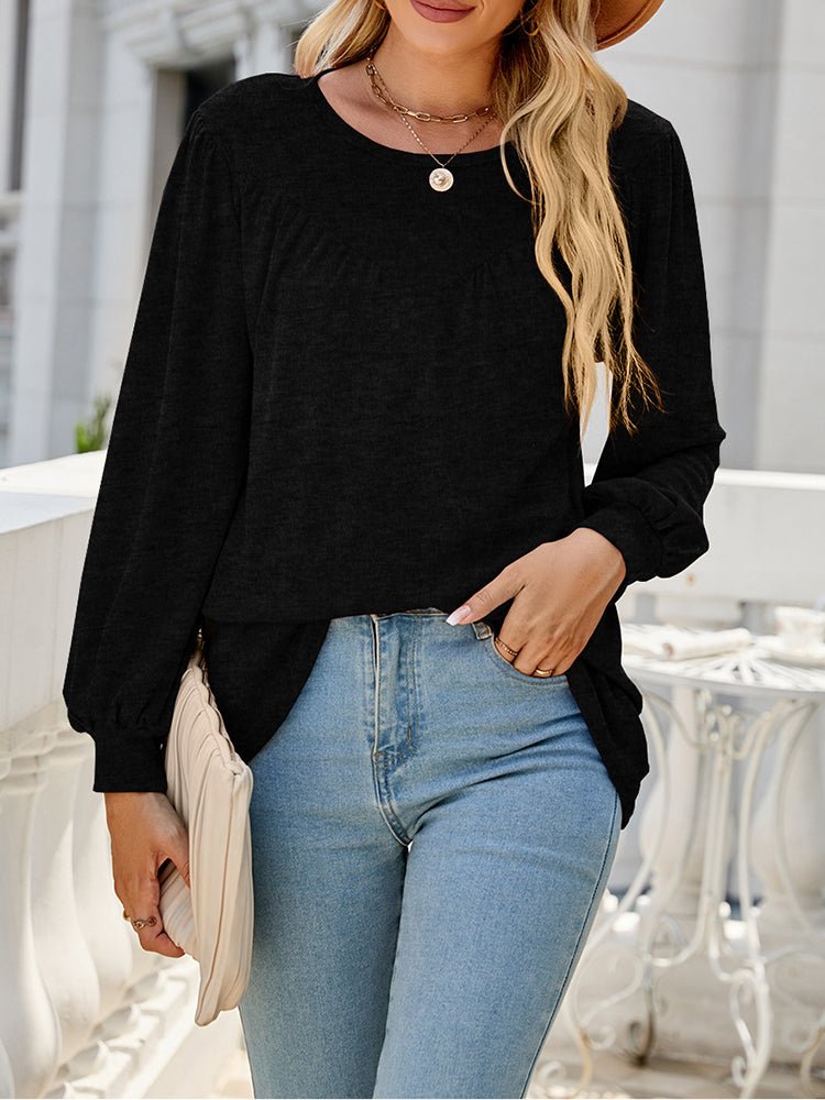 T-Shirts Loose Casual Fold Round Neck T-Shirt - LuckyFash™