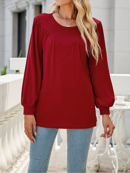 T-Shirts Loose Casual Fold Round Neck T-Shirt - LuckyFash™