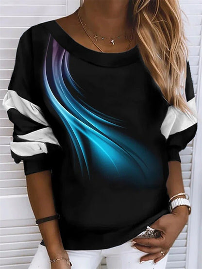 Women's T-Shirts Printed Round Neck Long Sleeve Casual T-Shirt - LuckyFash™