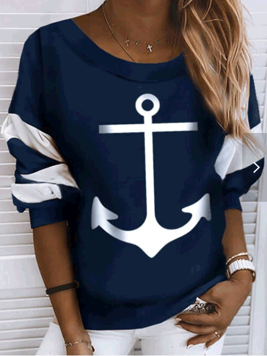 T-Shirts Round Neck Printed Long Sleeve T-Shirt - LuckyFash™