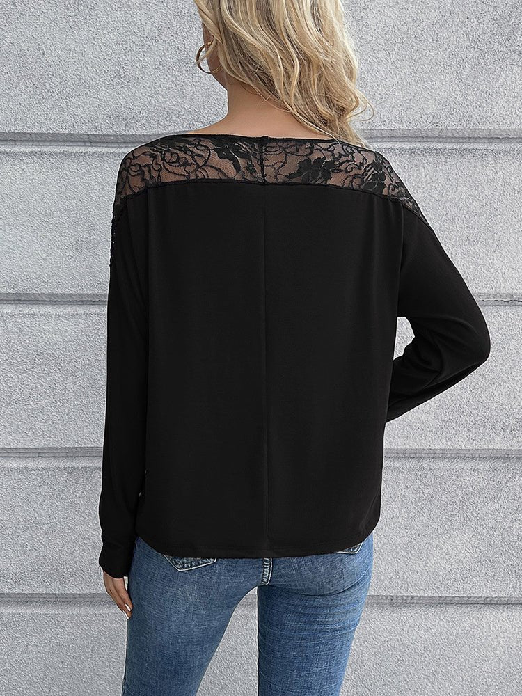 T-Shirts Sexy Hollow Lace Stitching T-Shirt - LuckyFash™