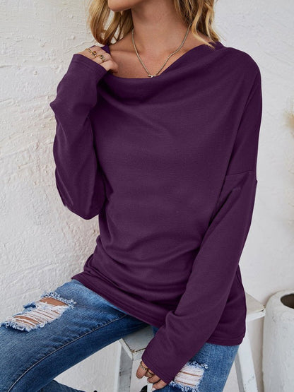 Women's T-Shirts Solid Crew Neck Long Sleeve T-Shirt - LuckyFash™