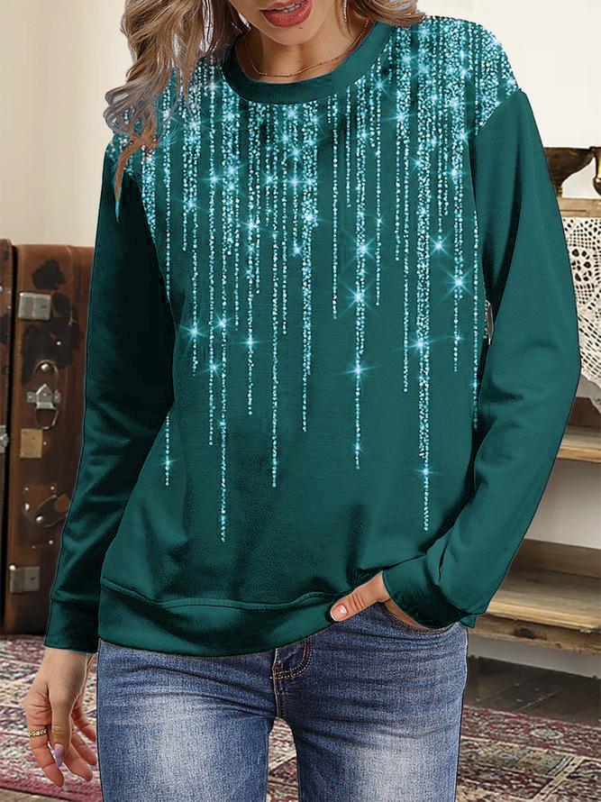 T-Shirts Starry Round Neck Long Sleeve T-Shirt - LuckyFash™