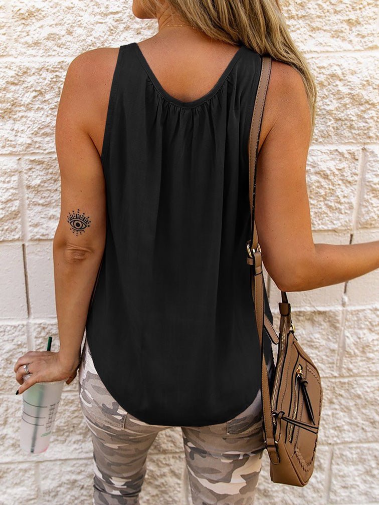 Tank Tops Solid Chest Crossover Sleeveless Tank Top - LuckyFash™