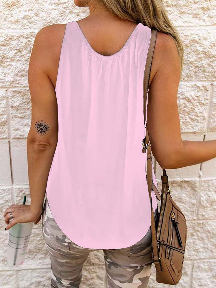 Tank Tops Solid Chest Crossover Sleeveless Tank Top - LuckyFash™