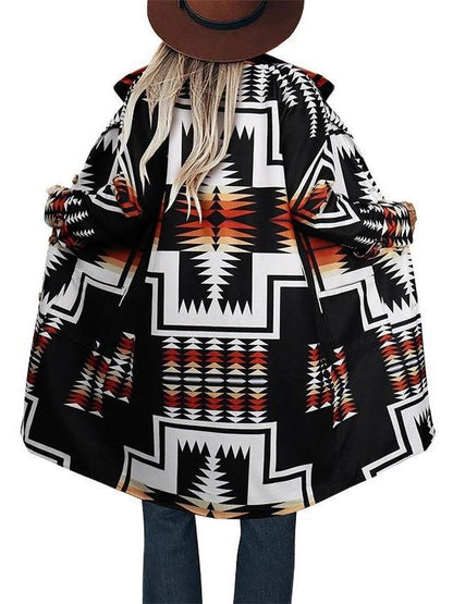 Women's Woolen Coat Printed Mid-length Warm Jacket - LuckyFash™