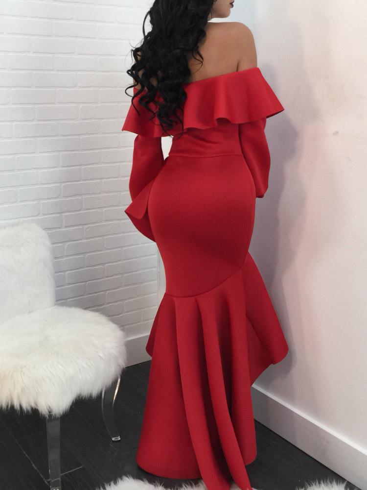 Wrapped One-Shoulder Ruffled Long Sleeve Dress - LuckyFash™