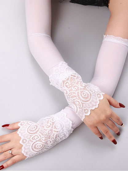 1 Pair Women Sunscreen Arm Sleeve Driving Gloves Summer Sun Protection Driving Gloves Fingerless Wrist Elastic Sleeve Lady Long Gloves - LuckyFash™