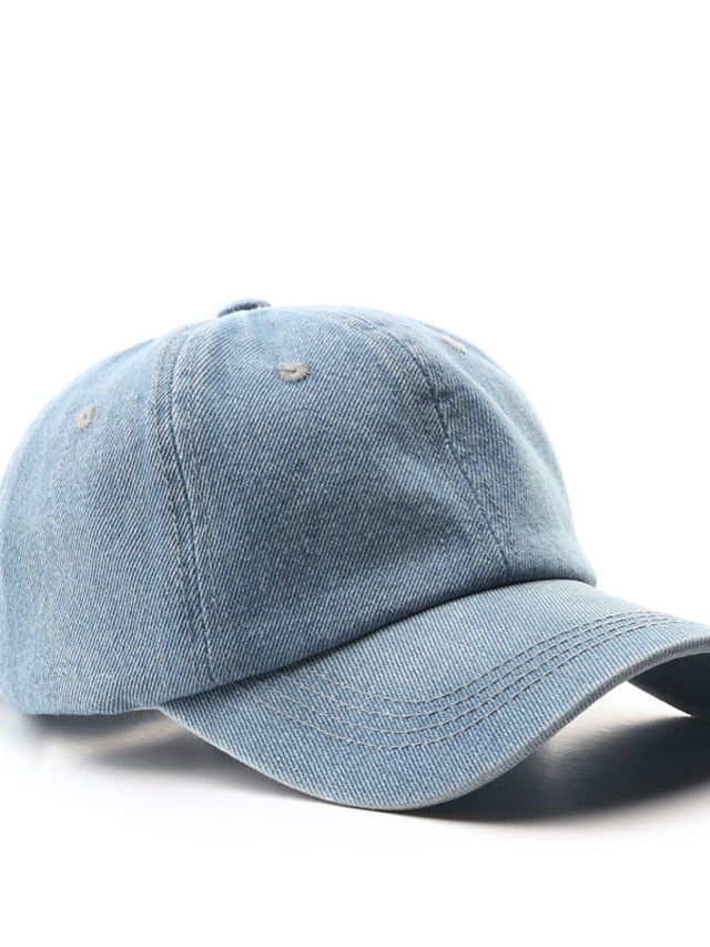 1pcs Summer Cap Women Ponytail Baseball Hat Fashion Hats Men Solid Denim Baseball Cap Cotton Outdoor Simple Visor Jeans Cap - LuckyFash™