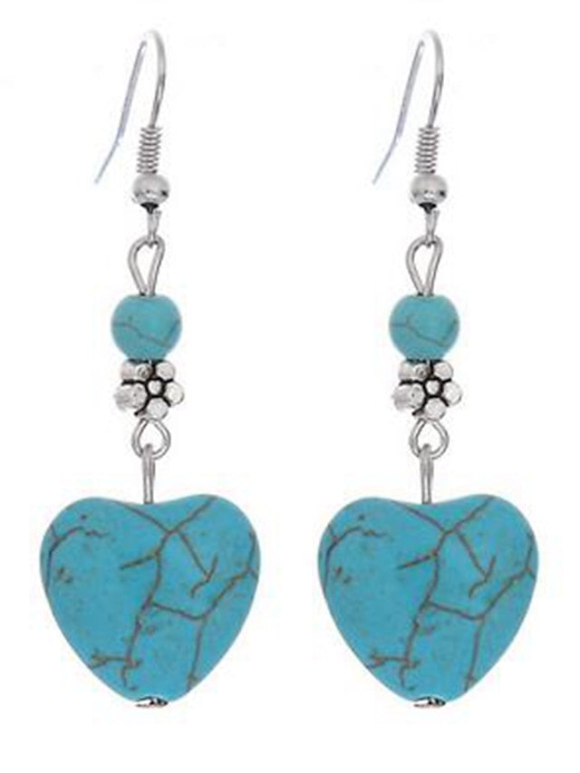 1 Pair Drop Earrings For Women's Turquoise Street Gift Alloy Classic Sweet Heart - LuckyFash™