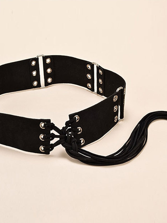 Women's Belt Leather Black Khaki Brown Coffee Wide Belt Outdoor Street Daily Holiday Pure Color / Vintage / Spring / Summer / Fall / Winter - LuckyFash™