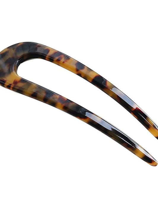 1 Pc French Hair Forks Tortoise Shell U Shape Updo Hair Pins Clips for Thin Thick Hair 4.3 inch Classic Cellulose Acetate Hair Sticks Women Vintage Hairstyle Accessories - LuckyFash™