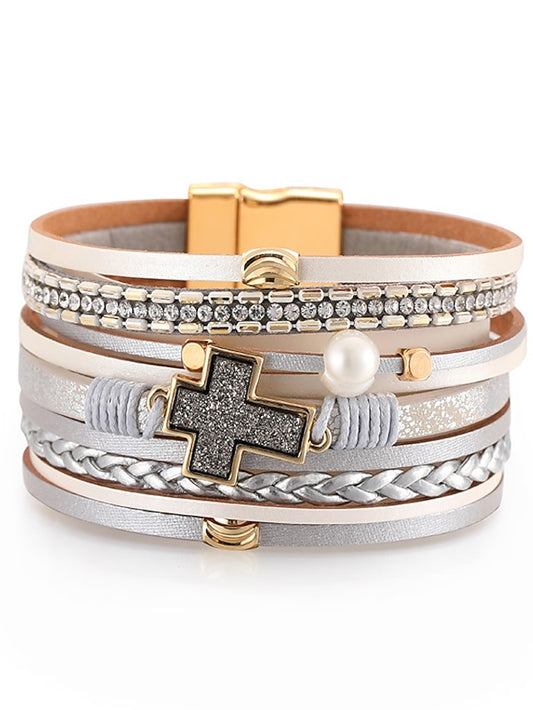 Loom Bracelet Plaited Wrap Cross Weave Bohemian Leather Bracelet Jewelry 1# / 2# / 3# For Beach for Women - LuckyFash™