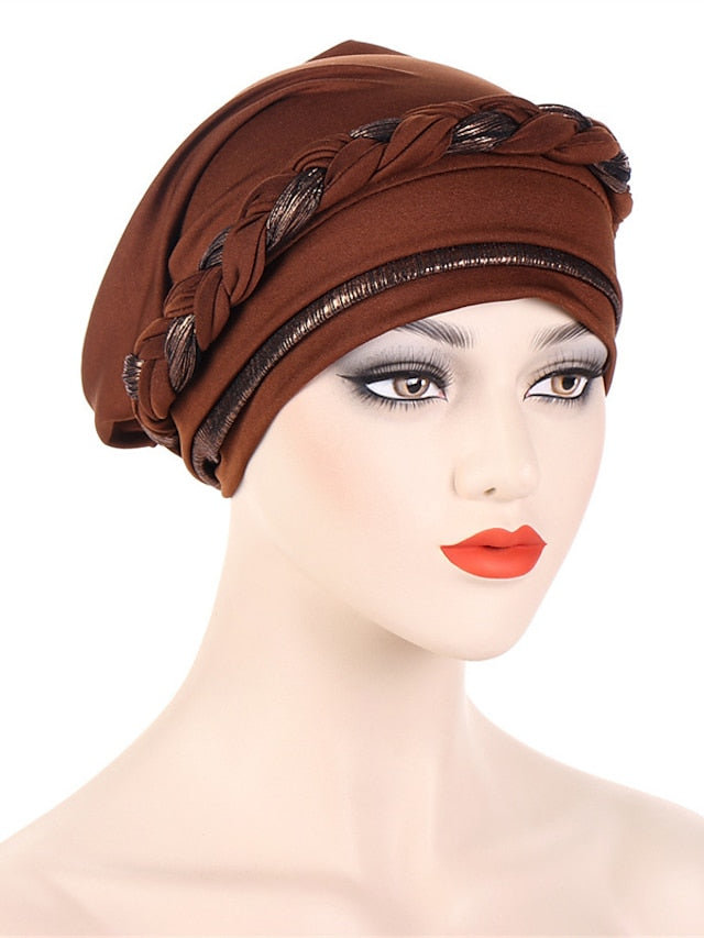 8 Colors Muslim Women Inner Caps Braided Bandanas Hijab Comfort Fashion Turban Hat Colorful Chemo Hats Head Wearing turbante - LuckyFash™