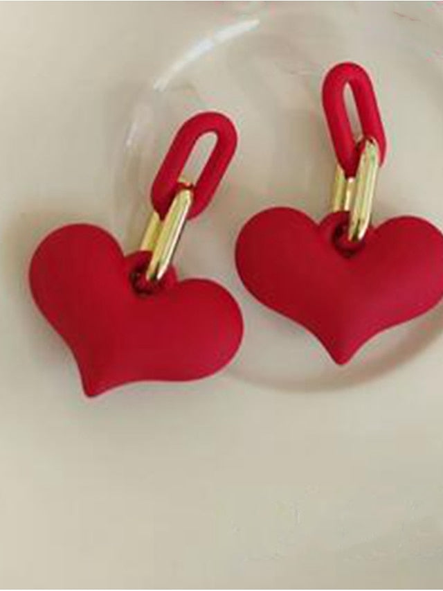 1 Pair Drop Earrings For Women's Street Date Acrylic Classic Sweet Heart - LuckyFash™