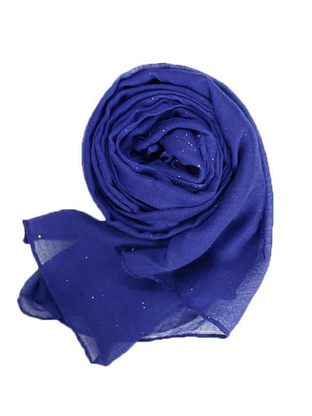 1pc Plain Glitter Scarf Hijabs Balinese Cotton Islam Women Muslim Wrap Shawl Casual Long thin Head Scarf Arab Ethnic Headwear - LuckyFash™