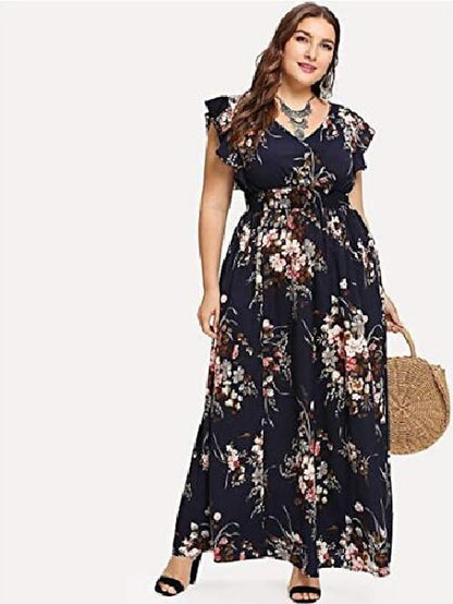 Women's A Line Dress Maxi long Dress Black Pink Dark Blue Beige Sleeveless Pattern Summer Casual Loose 2023 L XL XXL XXXL 4XL 5XL / Plus Size / Plus Size - LuckyFash™