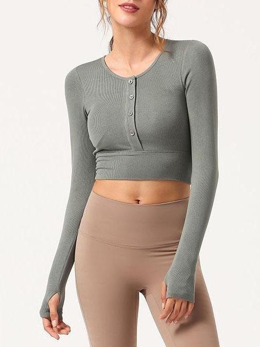 Yoga Buttons-front Crop Top - LuckyFash™