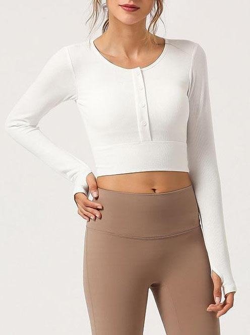 Yoga Buttons-front Crop Top - LuckyFash™