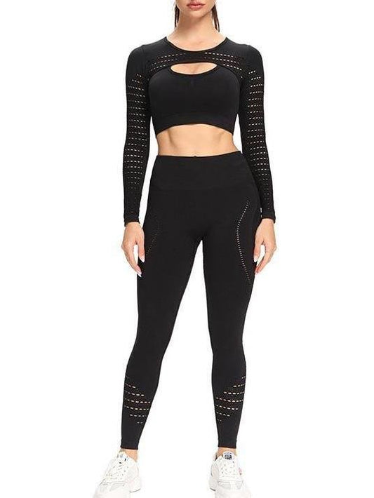 Yoga Clothing Suit Long-sleeved Seamless High-waist Tight-fitting Quick-drying Breathable Sportswear - LuckyFash™