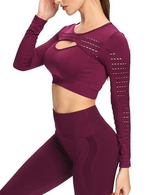 Yoga Clothing Suit Long-sleeved Seamless High-waist Tight-fitting Quick-drying Breathable Sportswear - LuckyFash™