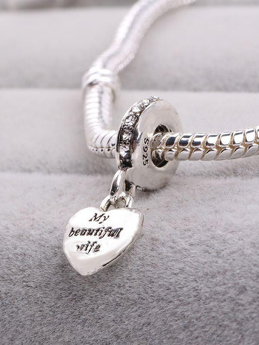 You Are In My Heart Engraved Dangle Charm Silver - LuckyFash™