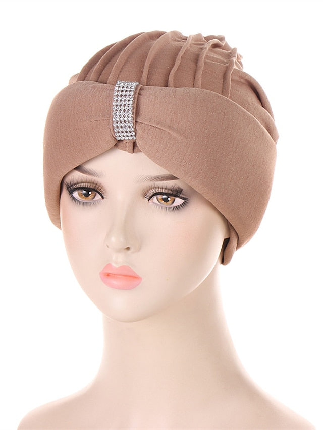 African Head Wraps Elegant Retro Turban for Women Muslim Headscarf Cap Soild Color Ladies Beanies Caps Muslim Headpiece - LuckyFash™