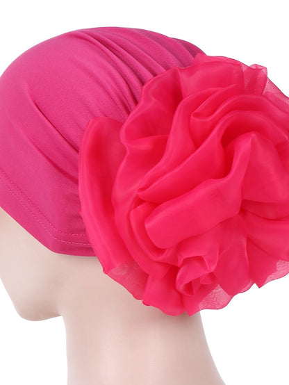 1pcs Women Floral Solid Hat Flower Stretchy Turban Bonnet Ladies Bandanas African Head Wrap - LuckyFash™