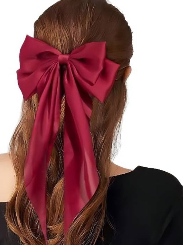 1 PC Big Hair Bows for Women 6 inch Cute Hair Clips Bows Clips for Girls Ribbon Hair Barrettes Satin Polished Bowknot Hair Accessories for Women Ladies - LuckyFash™