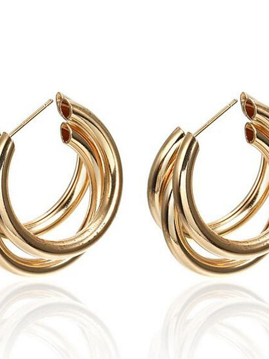 1 Pair Hoop Earrings For Women's Daily Alloy Classic Fashion - LuckyFash™