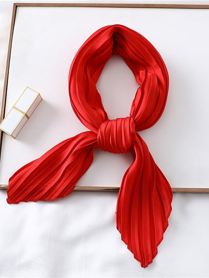 1 pcs New 70*70cm Fashion Women Silk Pleated Scarf Luxury Solid Neck Scarfs Foulard Femme Crinkle Hair Band Scarves Girl Neckerchief - LuckyFash™