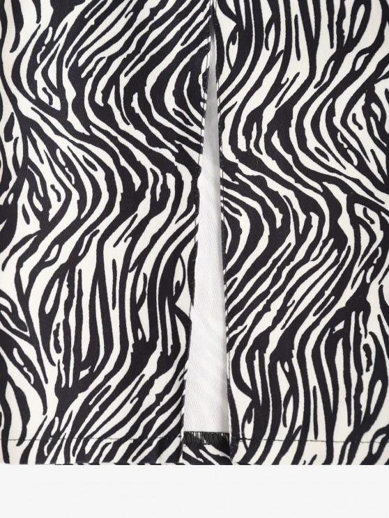 Zebra Animal Pattern Slit Midi Skirt - LuckyFash™