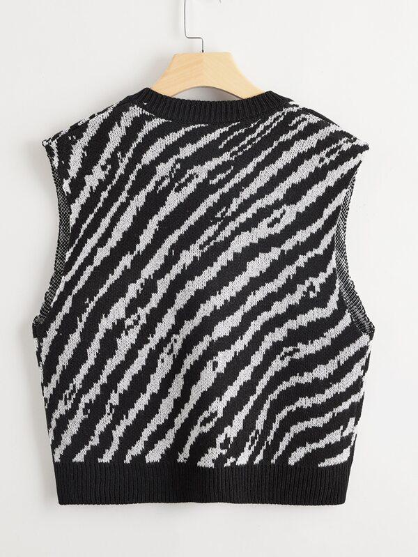 Zebra Striped Sweater Vest - LuckyFash™