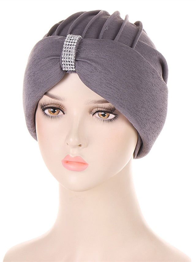 African Head Wraps Elegant Retro Turban for Women Muslim Headscarf Cap Soild Color Ladies Beanies Caps Muslim Headpiece - LuckyFash™