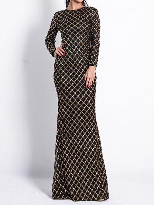 Zip Back Mermaid Hem Sequin Maxi Dress - LuckyFash™