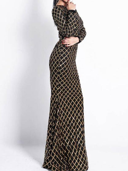 Zip Back Mermaid Hem Sequin Maxi Dress - LuckyFash™