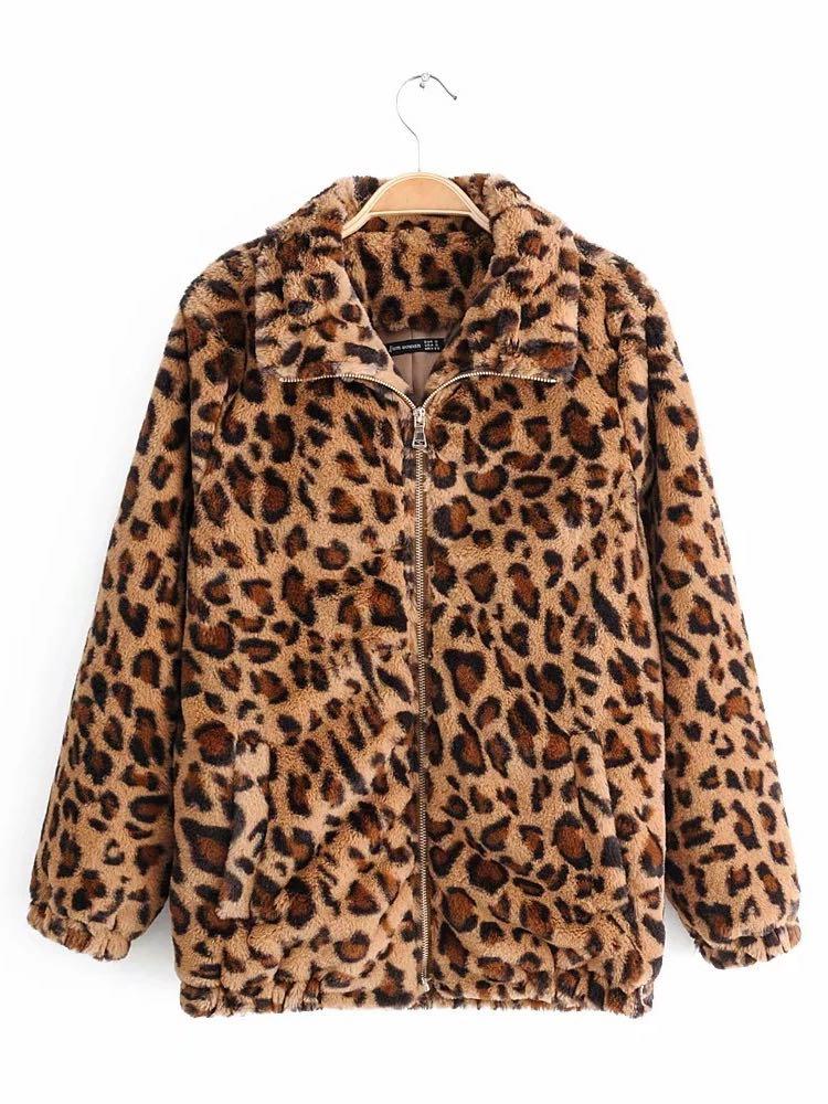 Zip Up Batwing Sleeve Leopard Oversized Coat - LuckyFash™