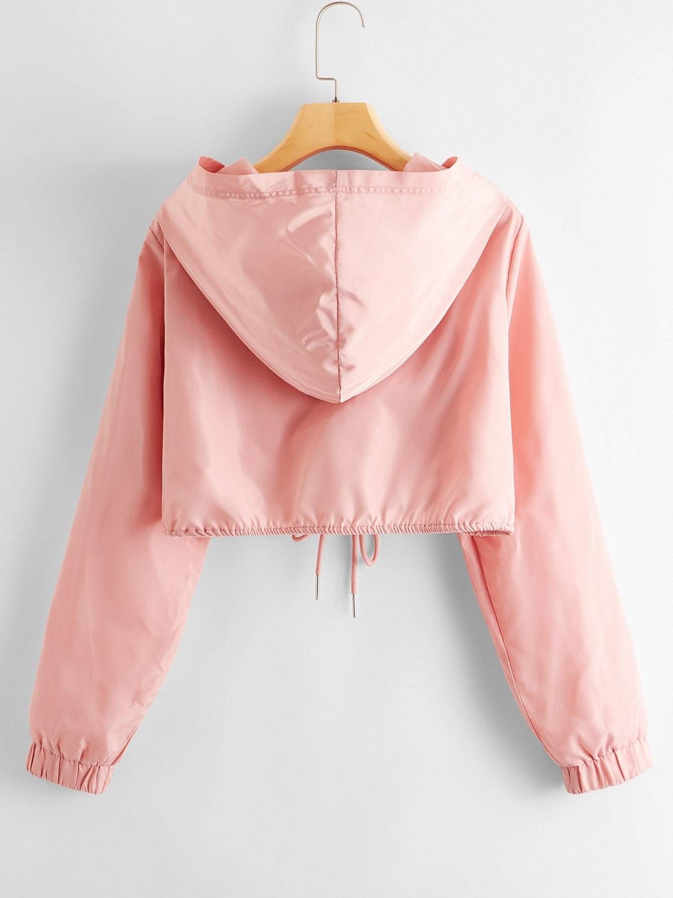 Zip Up Drawstring Hem Teddy Hooded Jacket - LuckyFash™