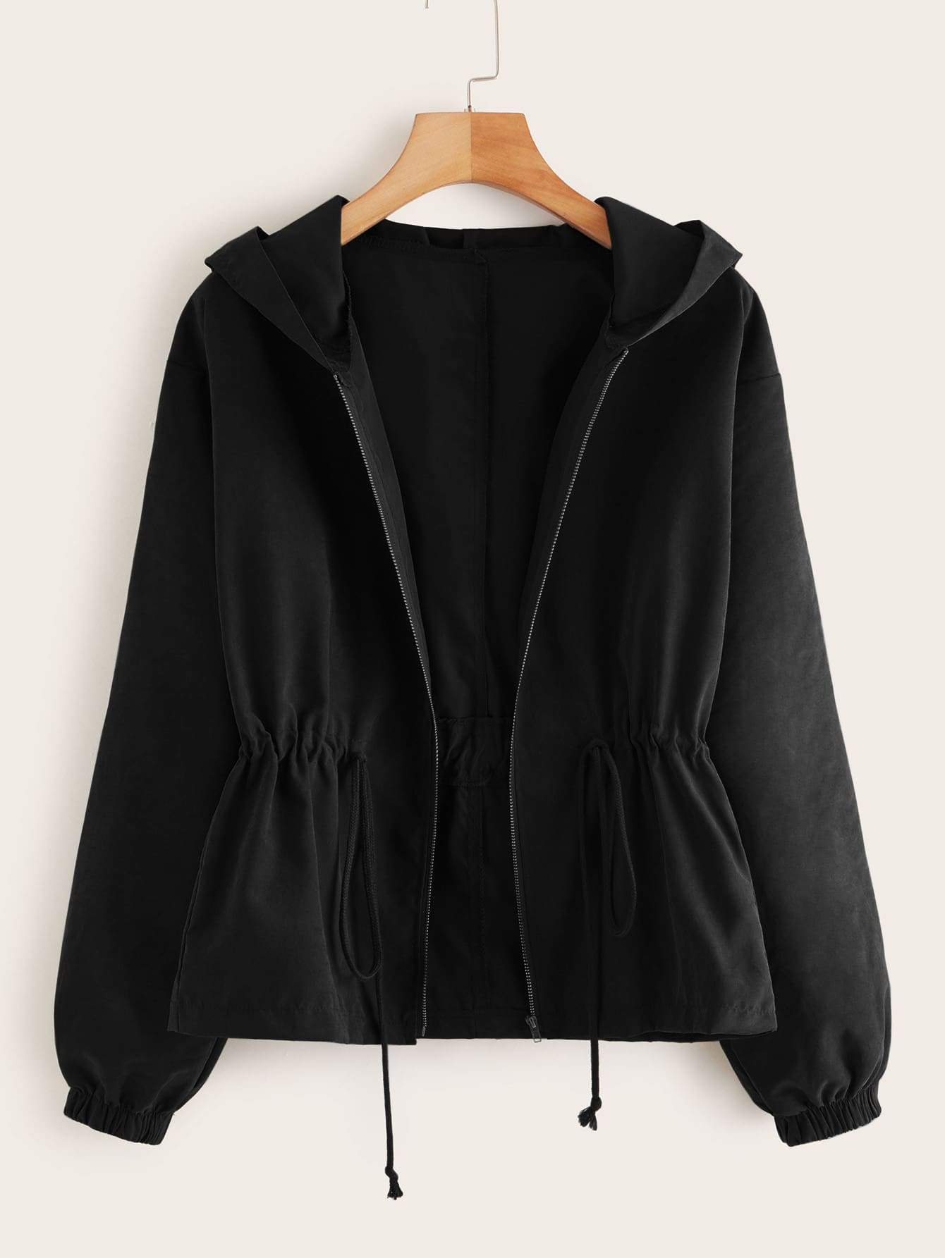 Zip Up Drawstring Hooded Jacket - LuckyFash™