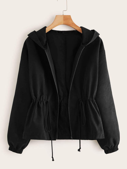 Zip Up Drawstring Hooded Jacket - LuckyFash™