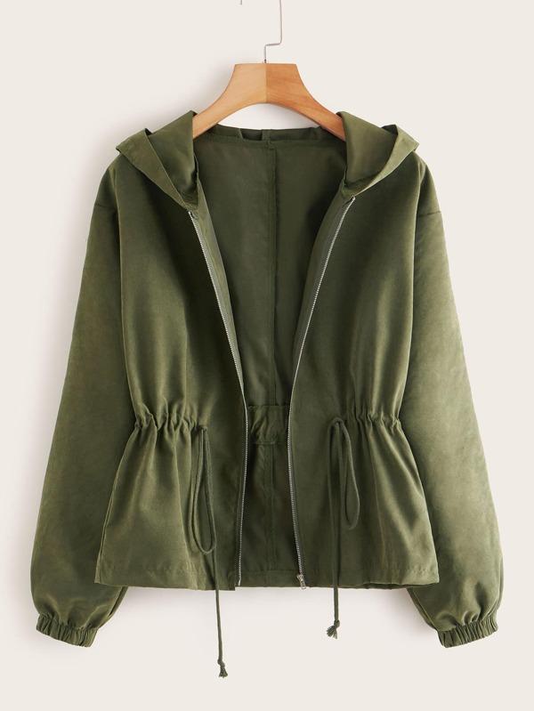 Zip Up Drawstring Hooded Jacket - LuckyFash™