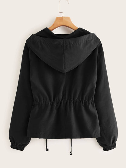 Zip Up Drawstring Hooded Jacket - LuckyFash™