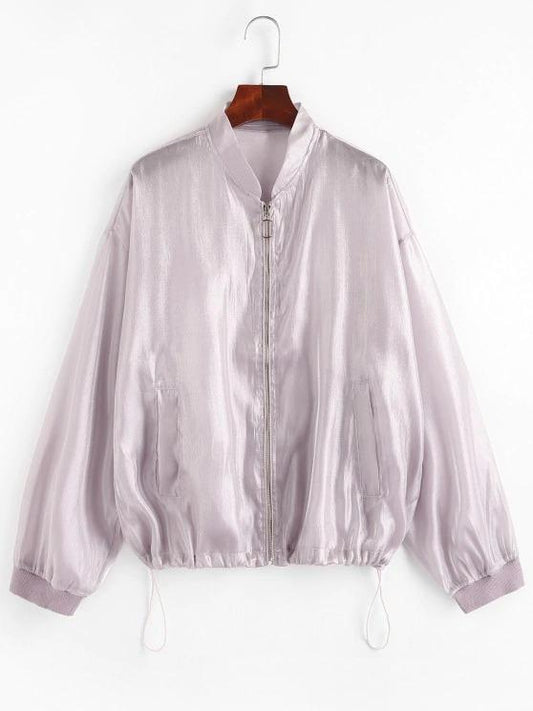 Zip Up Glitter Shiny Jacket - LuckyFash™