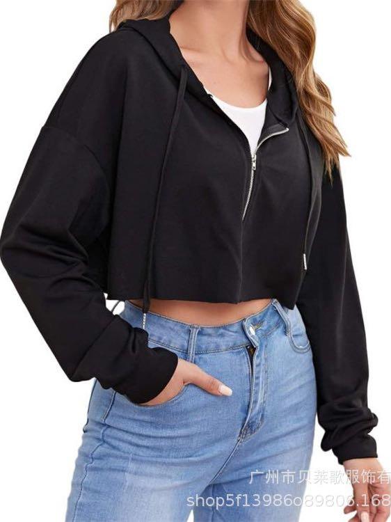 Zip Up Hooded Crop Sports Jacket - LuckyFash™