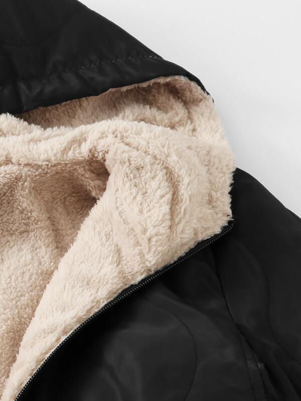 Zip Up Sherpa Lined Hooded Coat - LuckyFash™