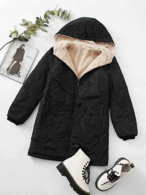 Zip Up Sherpa Lined Hooded Coat - LuckyFash™