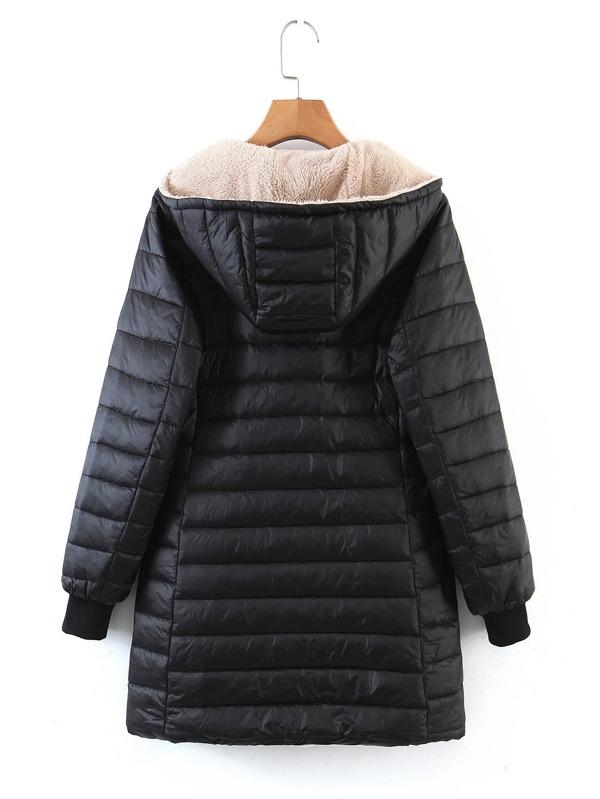 Zip Up Teddy Lined Hooded Padded Coat - LuckyFash™