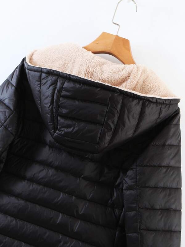 Zip Up Teddy Lined Hooded Padded Coat - LuckyFash™