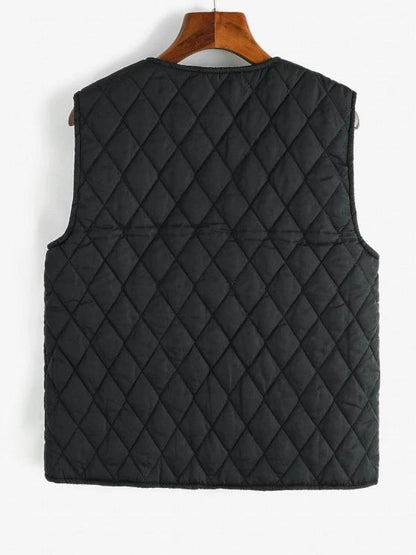 Zip Up Zippered Pockets Padded Vest - LuckyFash™